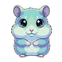 Adorable Cartoon Hamster with Big Eyes and Fluffy Cheeks.