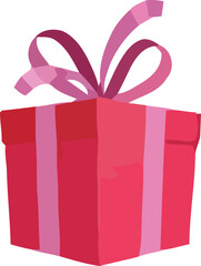 Bright pink gift box with ribbon and bow isolated on