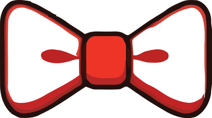 Simple red and white bow tie icon isolated on