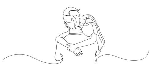 vector design of a girl hugging her father