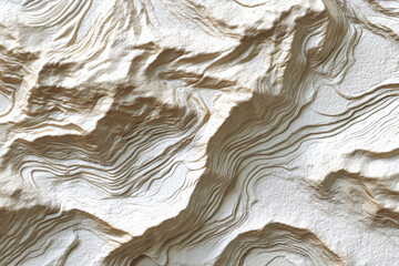 Capturing the abstract beauty of a desert terrain, smooth lines and sandy dunes create a stunning visual on a clean white backdrop. Depth and detail evoke wonder