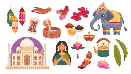 Traditional Indian symbols set