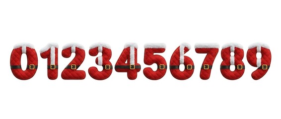 Festive christmas numbers 3d text isolated on white background cutout for creative holiday designs