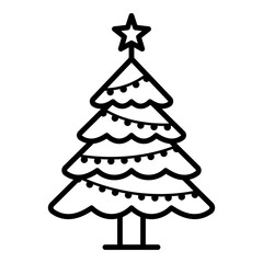 Christmas tree icon, symbolizing winter holidays, celebration, and seasonal decoration. Ideal for festive designs, greeting cards, party invitations, winter branding, and holiday illustrations.