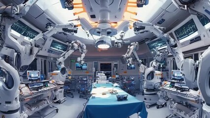 Advanced robotic surgery technology in a modern operating room enhances precision and efficiency - Powered by Adobe