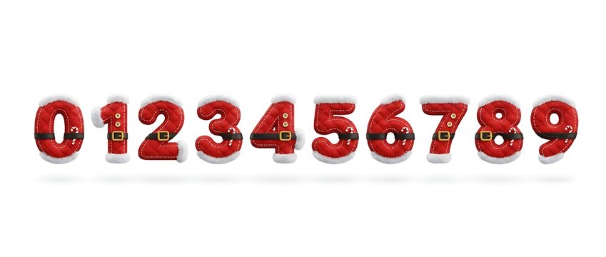 Christmas numbers 3d text isolated on white background cutout for holiday designs and decor - Powered by Adobe