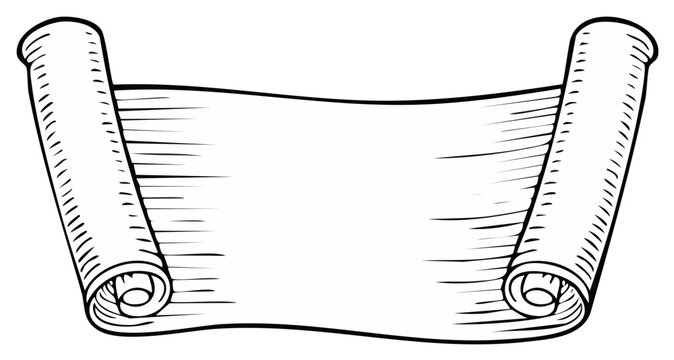 Vintage empty paper scroll banner design with rolled ends and generous space for your message