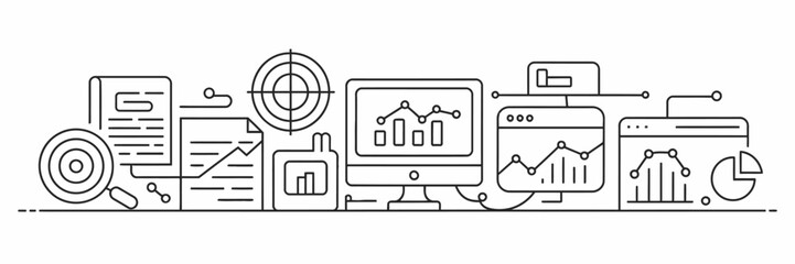 Data analysis and visualization with modern tools vector design for business intelligence and performance tracking for presentations