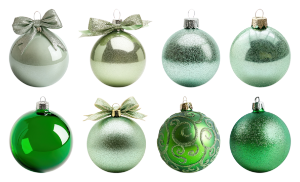 PNG Elegant green Christmas ornaments collection, transparent background - Powered by Adobe