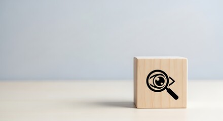 Digital monitoring and strategic vision concept with eye and magnifying glass icon