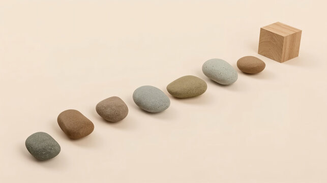 Abstract Process Flow Using Stone & Wood Objects