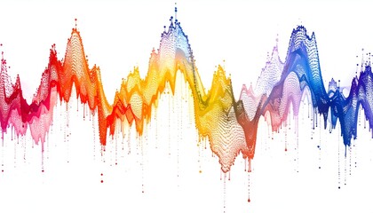 A vibrant, multi-colored, abstract wave-like form against a bright white background