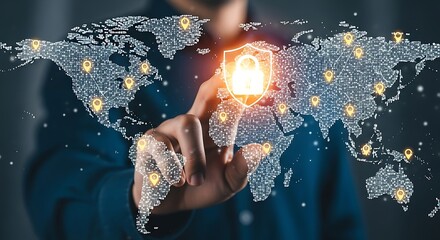Global Network Security and Digital Protection Concept