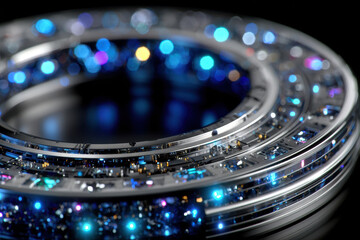 Futuristic Circular Device with Glowing Lights