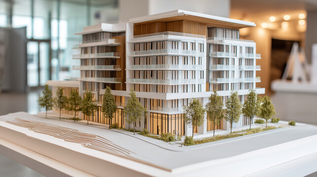 Contemporary condominium scale model realistic display