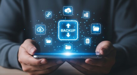 Mobile Backup Illustration Cloud, Files, and Data Protection