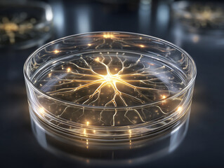 Illuminated energy web structure in scientific dish