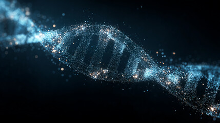Molecular DNA chain in neon blue light