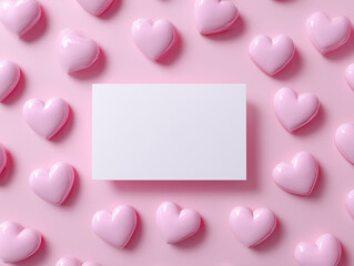 Romantic pink heart pattern with empty card space