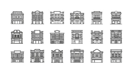 Collection of diverse architectural styles, capturing the essence of urban landscape design