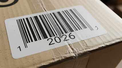 Barcode 2026 on Cardboard Texture Retail Logistics Concept 13993997 1