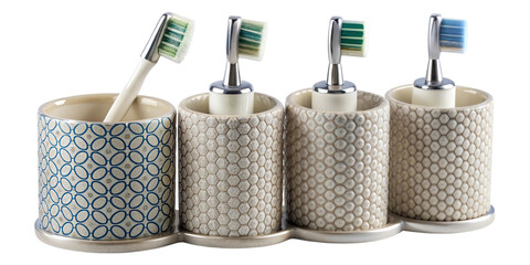 Modern toothbrush holder with assorted dental hygiene tools