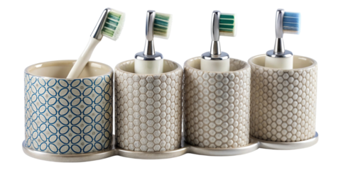 Modern toothbrush holder with assorted dental hygiene tools