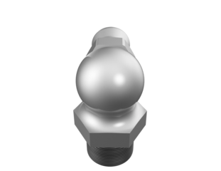 Silver 90-Degree Elbow Grease Zerk Fitting for Machinery Repair and Maintenance. A detailed, isolated 3D Render of this crucial Hydraulic Lubrication Component, ideal for heavy industrial equipment