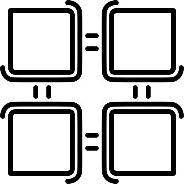 Abstract grid icon with four connected empty squares representing equality and modularity
