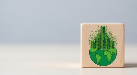 Eco-Friendly City Green Buildings on a Globe, Sustainable Development Concept