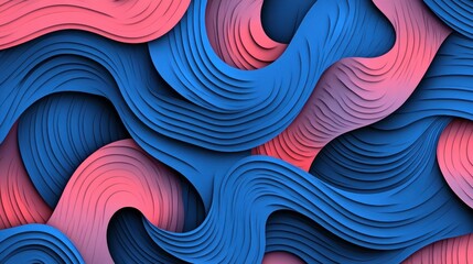 Abstract Waves - A Dynamic Interplay of Blue and Coral Hues.