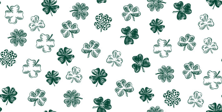 St. Patrick's Day. Sketch set clover. Hand drawn illustration.