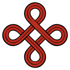 Obraz premium Intricate red endless knot design with interwoven lines