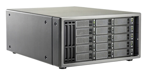 Enterprise data storage server unit on transparent background