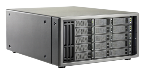 Enterprise data storage server unit on transparent background