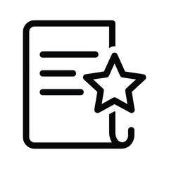 Document with star icon isolated on for favorite content