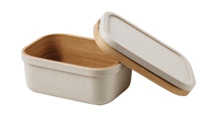 Bento Box: A stylish and functional bento box, featuring a combination of natural wood and contemporary design elements. Ideal for carrying and organizing your meals on the go. 