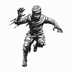 Scary Mummy Creature Vector Illustration on White Background