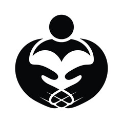 Black silhouette of hands holding a heart isolated on