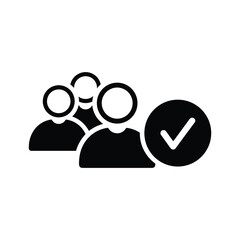 Group of people with check mark isolated on, team approved