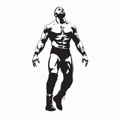 Professional Wrestler Character Vector Design on White Background
