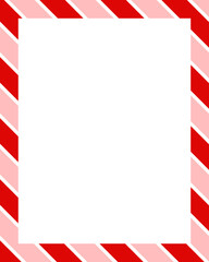 Fototapeta premium Christmas border frame. Merry Christmas Candy cane rectangle frame card elements decoration. New Year picture frame ribbon with red, white or green stripes. Vertical Christmas border frame.