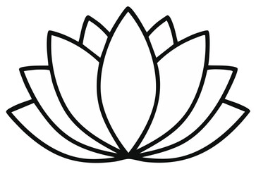 Minimalist outline illustration of a lotus flower, symbol of purity and enlightenment.