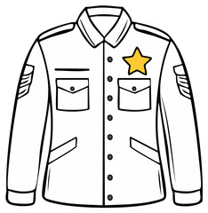 Cartoon illustration of a police officer uniform with star badge