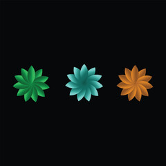 A abstract flower shape vector art illustration with soft gradients and overlapping petals on a dark background.