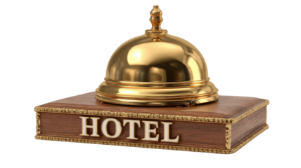  Service bell with polished metallic dome and clear push button top showing crisp reflective detail isolated on white background