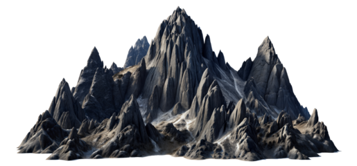 Rocky Mountain Peak Isolated on Transparent Background for Landscape Design