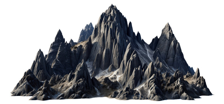 Rocky Mountain Peak Isolated on Transparent Background for Landscape Design