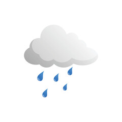 Rainy Weather Forecast Icon, Cloud with Falling Raindrops