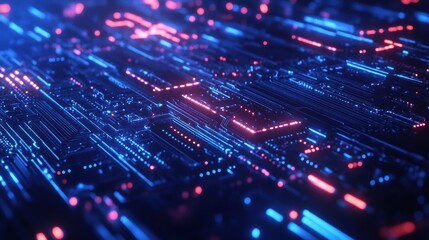 Obraz premium AI-Powered Processing Core with Glowing Cyber Circuits